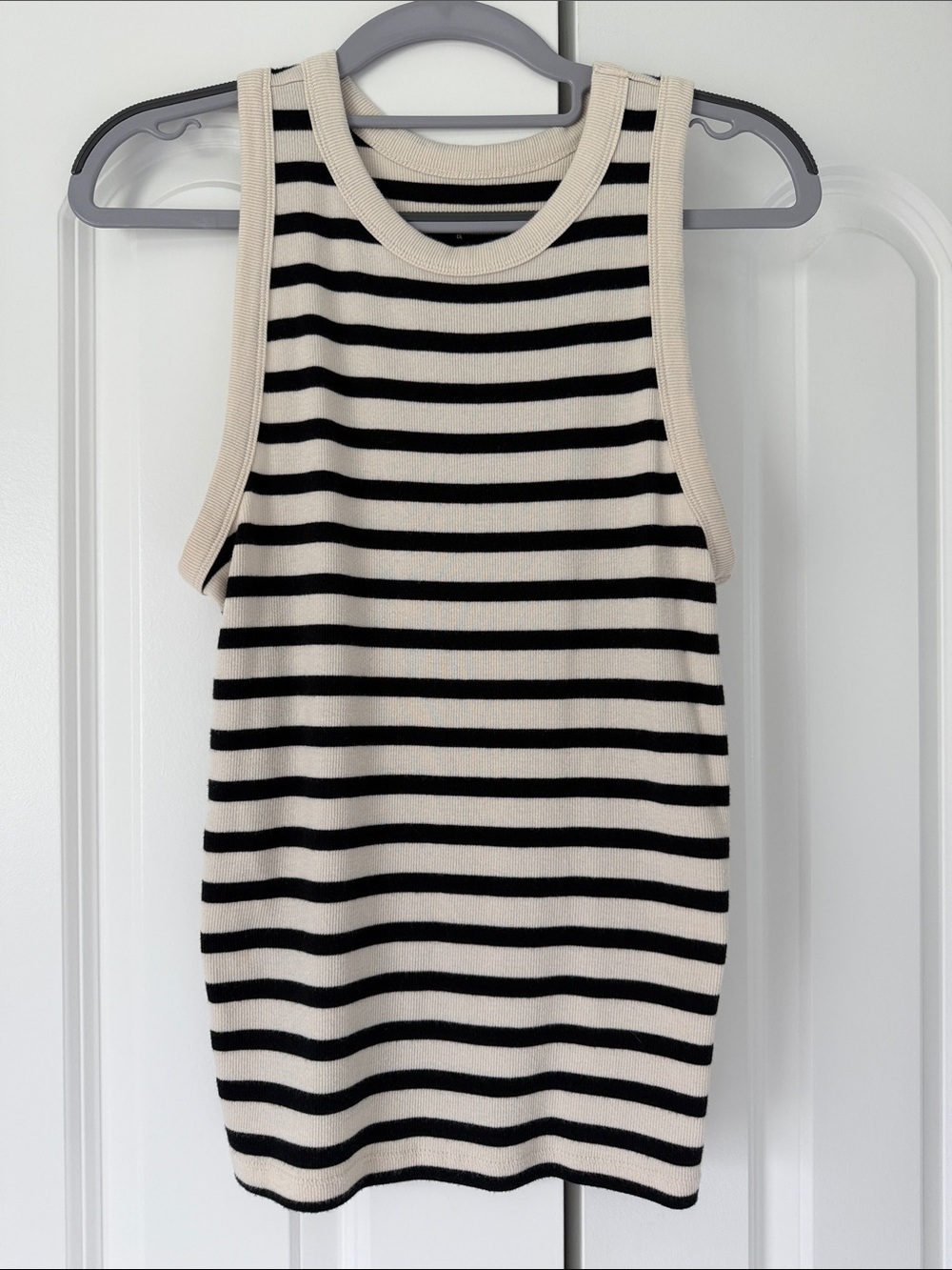 A New Day Tank- Stripes Cream and Black- Women L